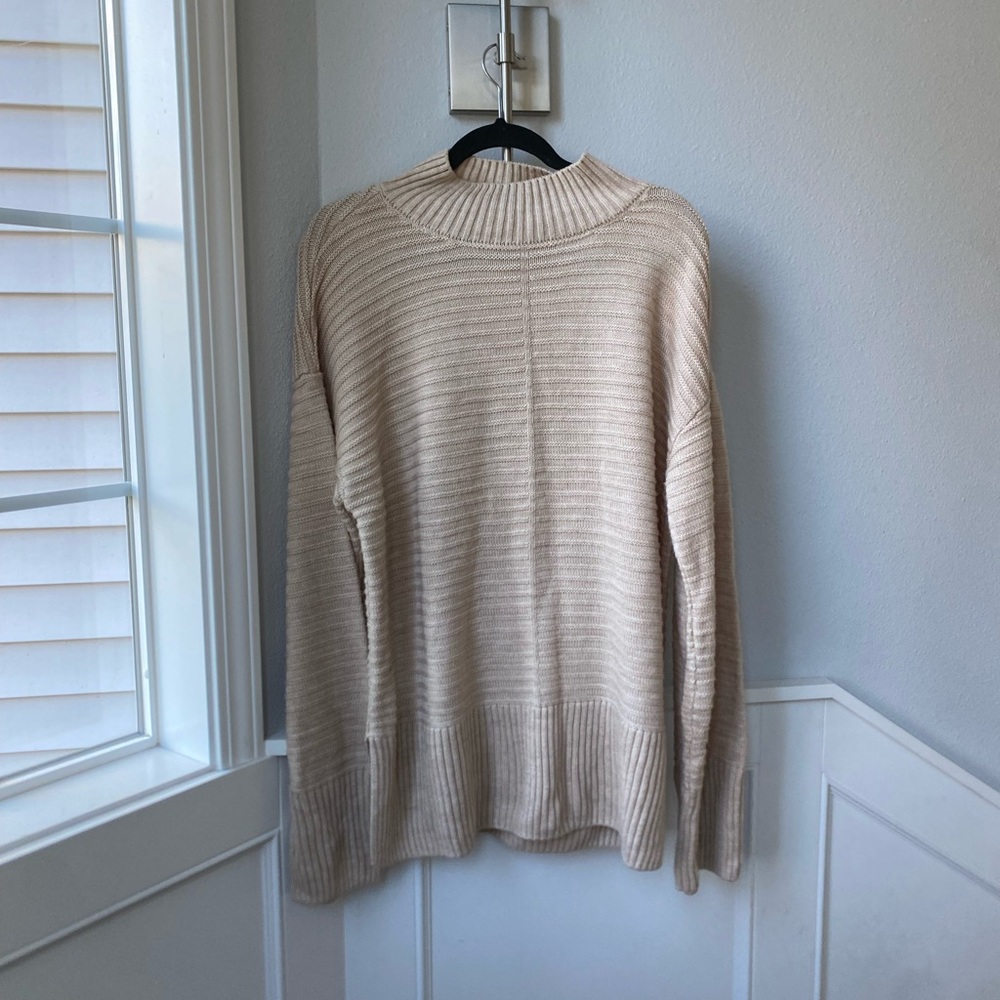 Topshop Beige Ribbed Knit Sweater
